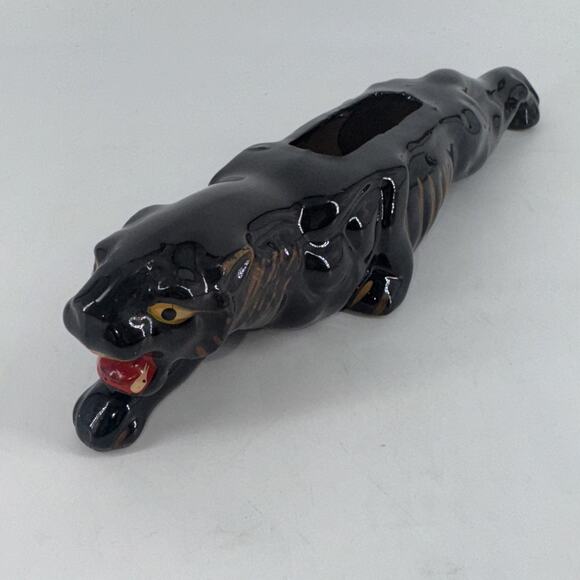 Black Panther Planter Figurine Miniature Redware Mid-Century Modern 12” L - Picture 5 of 14
